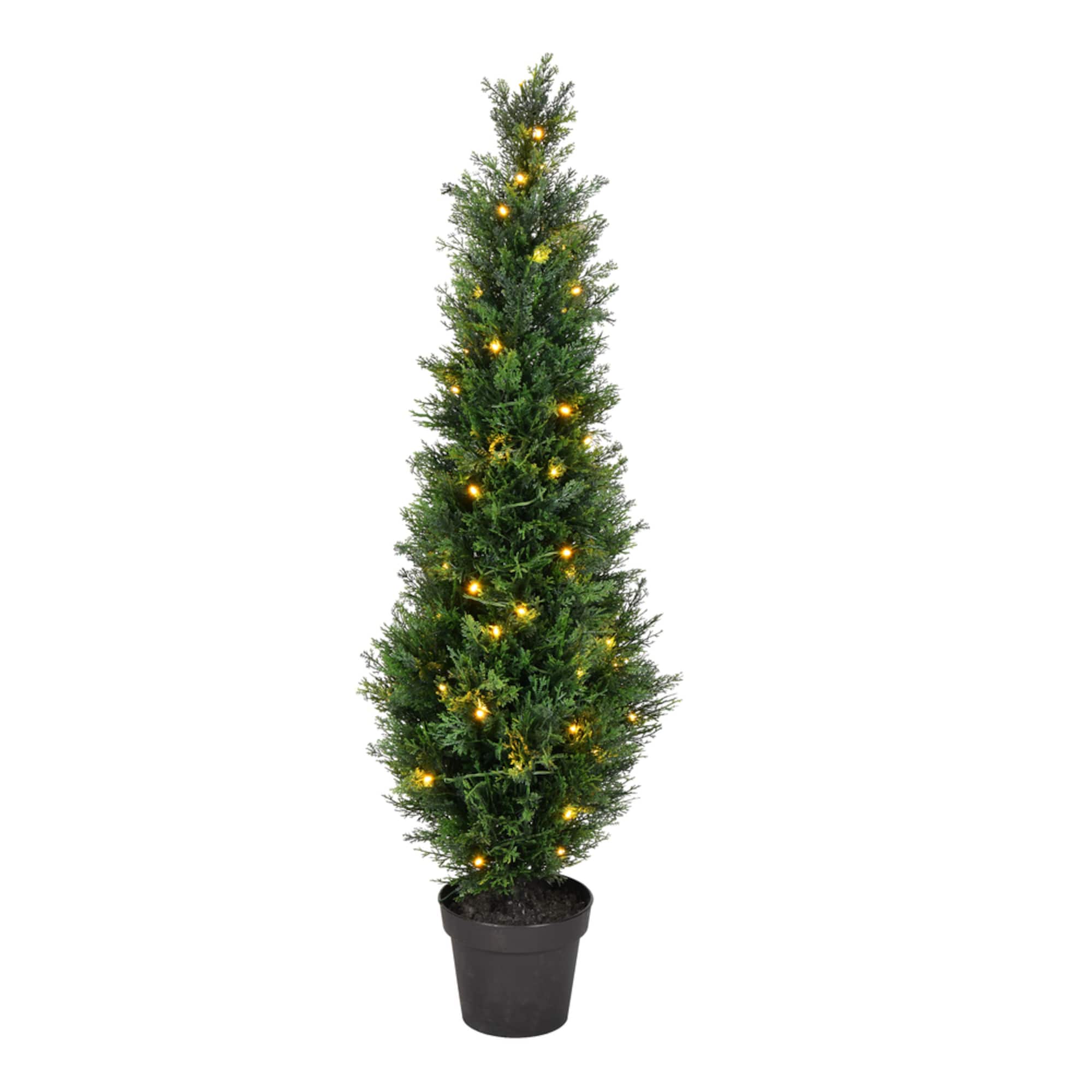 4ft. Pre-Lit Potted Cedar Tree
